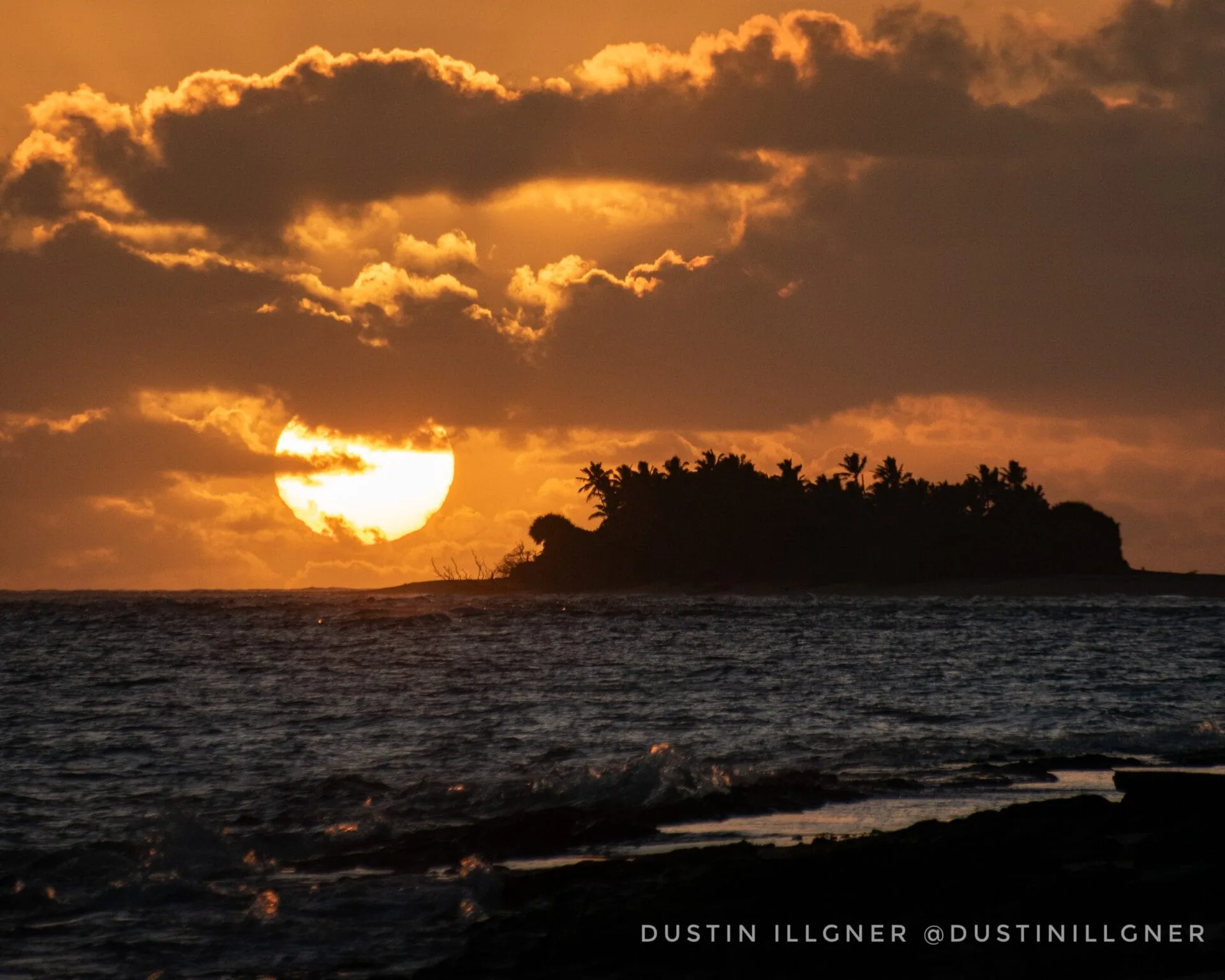 Sunset over desert island