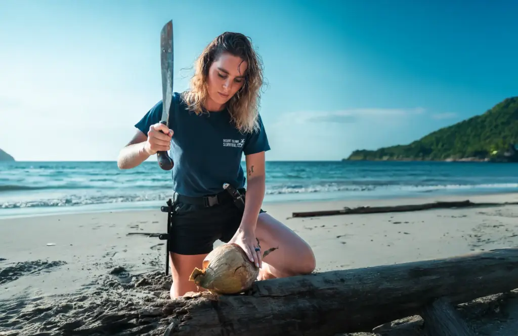 Killer whale stranded on desert island beach, survival skills for stranded animals.